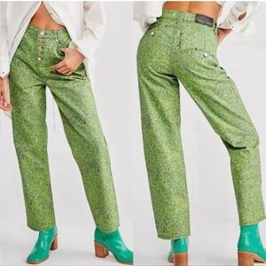 House of Sunny London Fields Jessie Straight Leg Grass Print Jeans